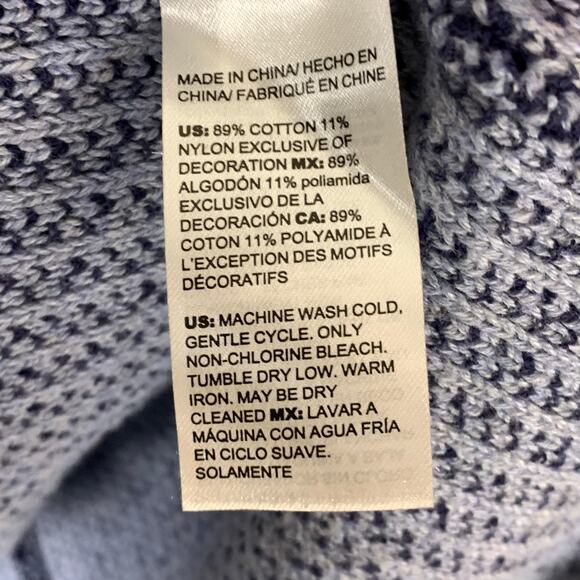 Chico's Blue Tweed Blazer Jacket Fringe Double Breasted Oversized Size 2 (L 12) - Picture 5 of 8